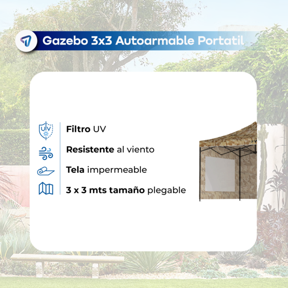 Gazebo plegable con paredes - Imagen 3